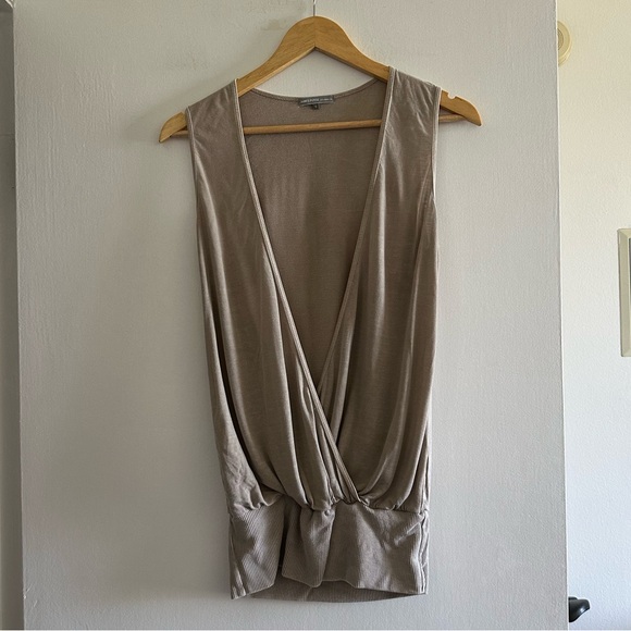 James Perse Designer Tencel Wrap Tan Beige Tank Top Size 3 (Large) EUC - Picture 2 of 8